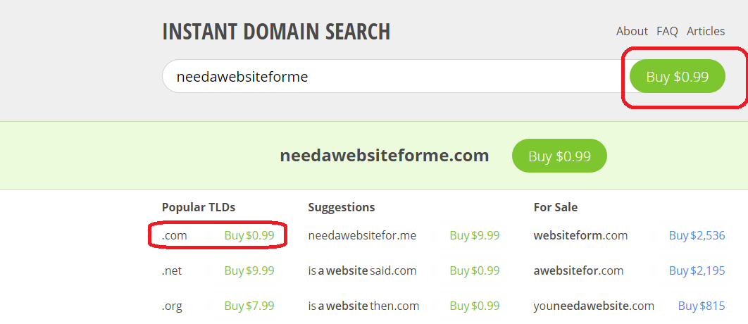 Instant Domain Search