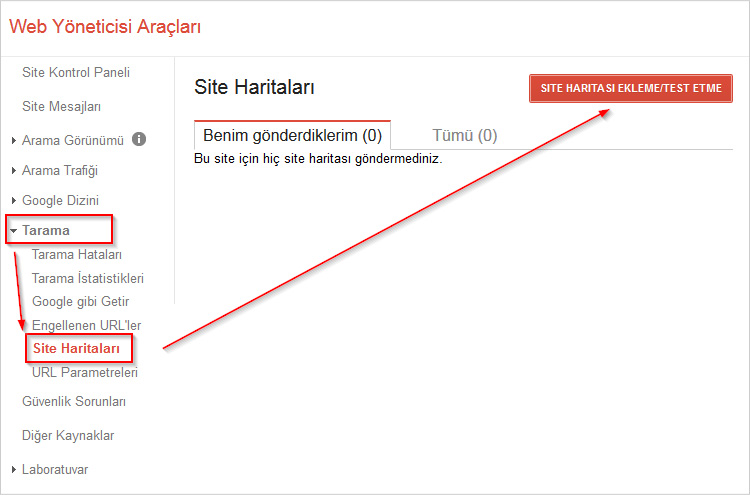 sitemap web console tanımlama