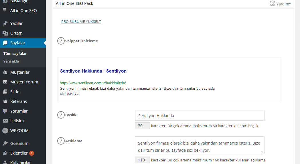 all in one seo pack eklentisi kurulumu